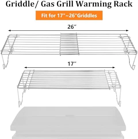 Utheer Top Grill Rack for Blackstone 22" Griddle, Adjustable Warming Rack for 17"-26"Griddle/Gas Grill, Universal Griddle Warming Rack for Weber Camp Chef Pit BOSS Cuisinart More Tabletop Griddle