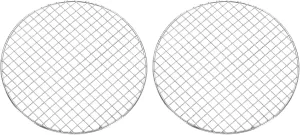 uxcell 2 Pcs Round Cooking Rack, Dia 10.4 Inch Stainless Steel Grill Grate Cross Wire Barbecue Grill for Cooking Baking Air Fryer Racks, Silver