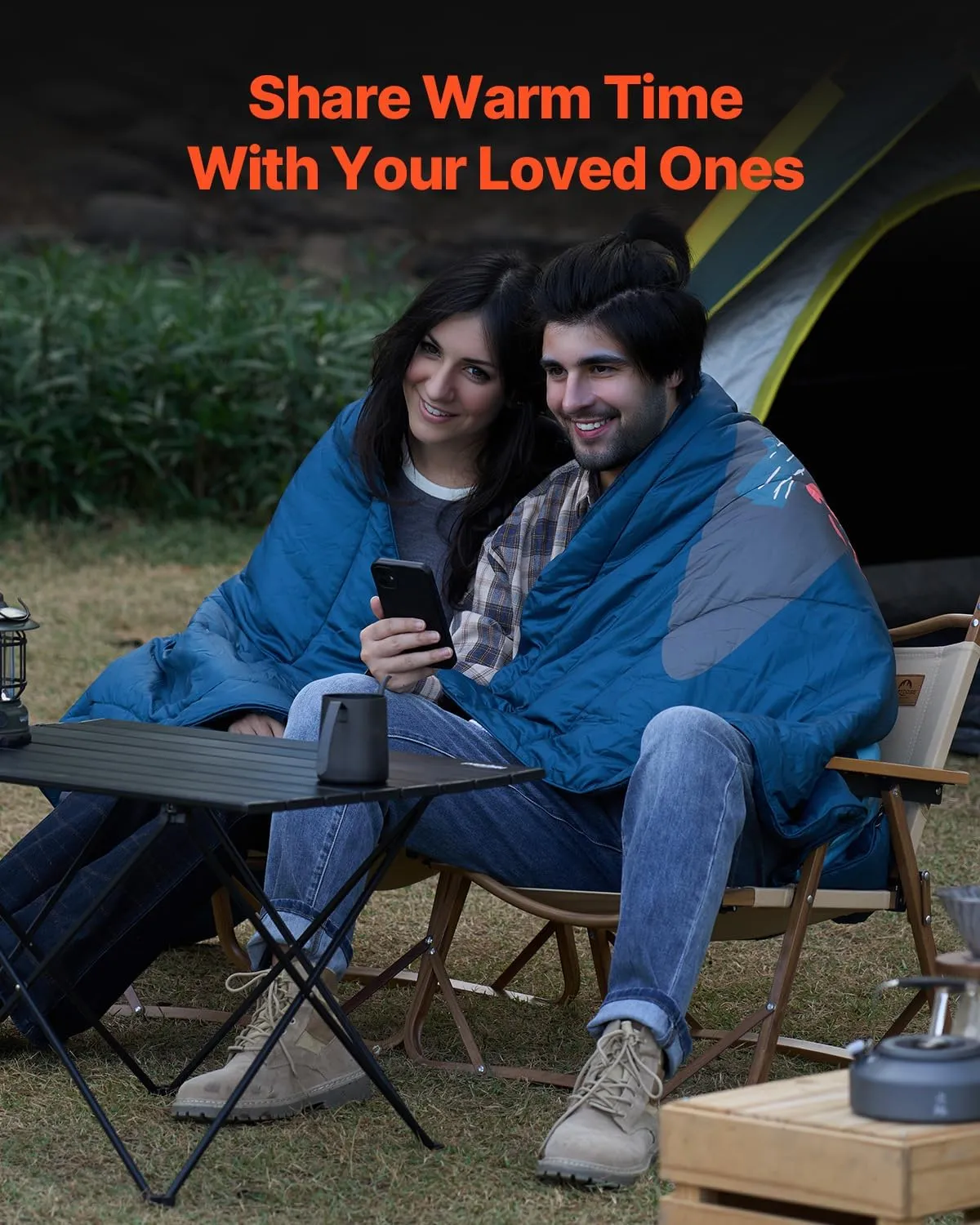 VEVOR Camping Blanket, Large Warm Wearable Stadium Blanket, Waterproof & Windproof, Polyester Fiber, Flame Retardant, Great for Outdoors, Picnics, Hiking, Sports Events, Travel, 75" x 52", Printed