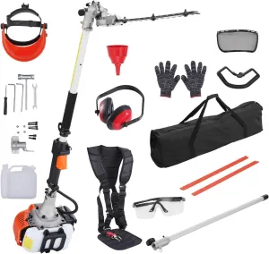 VEVOR Gas Hedge Trimmer 2 Cycle with Extension Pole, 15.7-inch 26cc Gas Powered Pole Hedge Trimmer with Dual Sided Dual Action Blade, Great for Trimming Shrubs, Bushes, w/EPA, CE and EMC Certification