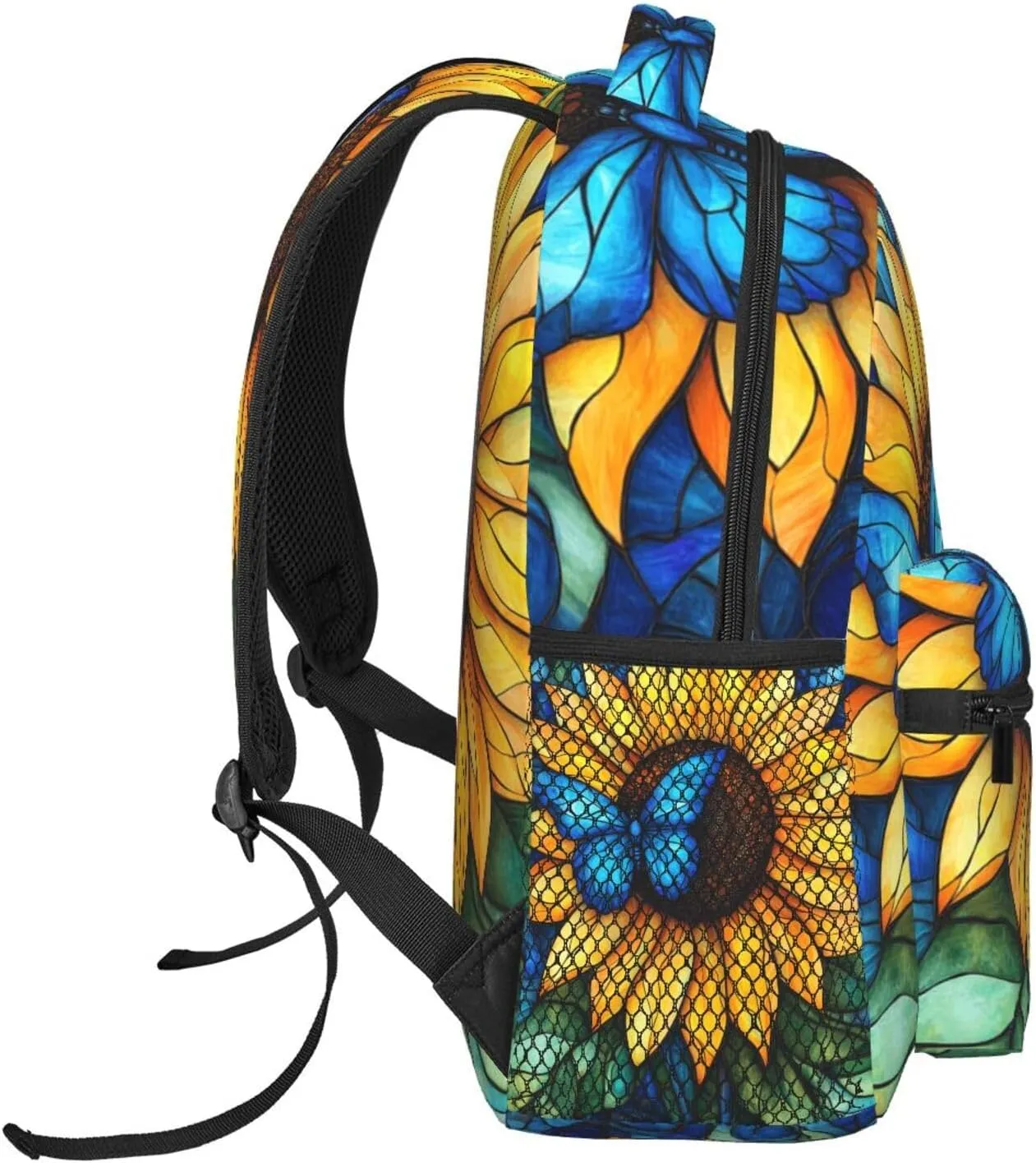 Vibrant Sunflowers And Blue Butterfly Stylish Backpack For Trekking Unisex Women/Female