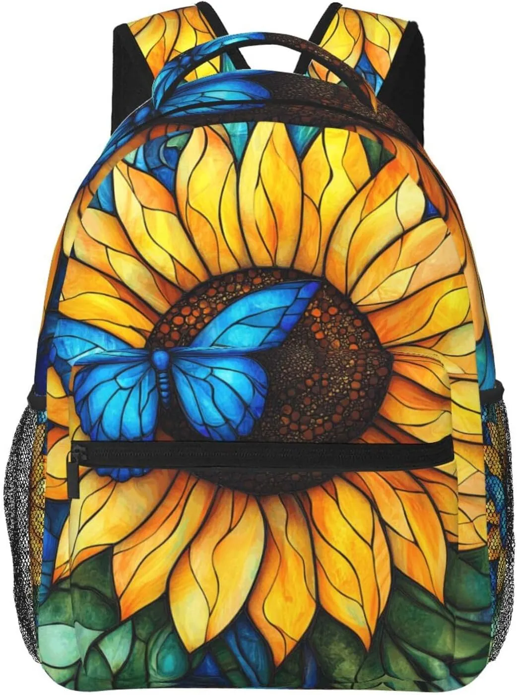 Vibrant Sunflowers And Blue Butterfly Stylish Backpack For Trekking Unisex Women/Female
