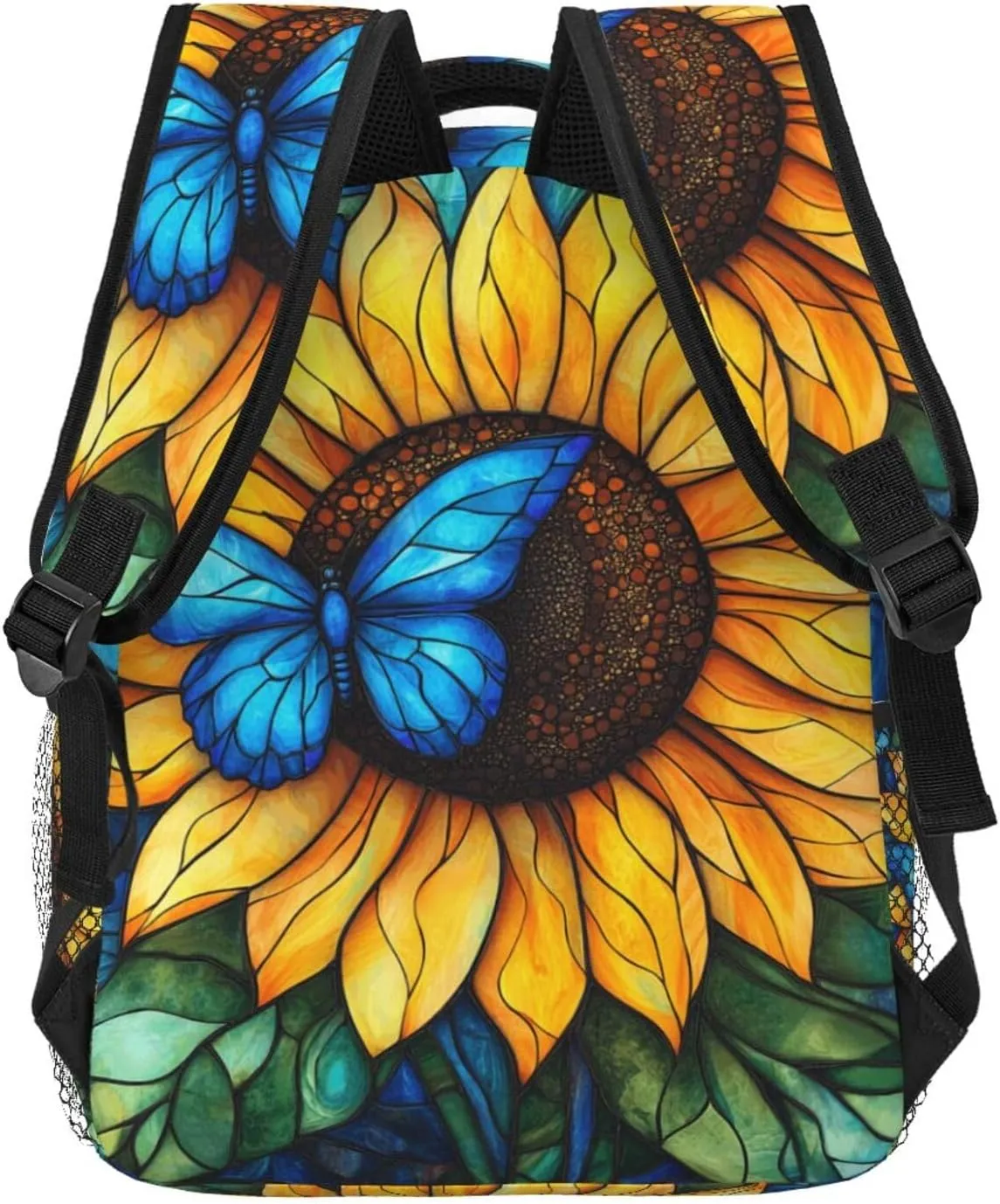 Vibrant Sunflowers And Blue Butterfly Stylish Backpack For Trekking Unisex Women/Female