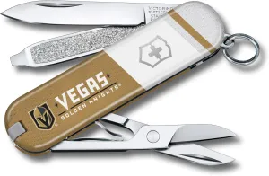 Victorinox Classic SD Swiss Army Knife – Compact 7 Function Swiss Made Pocket Knife with Small Blade, Screwdriver and Key Ring – Las Vegas Golden Knights