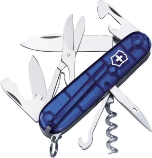 Victorinox Climber Swiss Army Knife, 14 Function Swiss Made Pocket Knife with 2 Blades, Corkscrew and Screwdriver - Sapphire