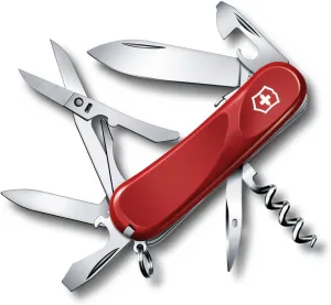 Victorinox Evolution S14 Swiss Army Knife, 14 Function Swiss Made Pocket Knife with Large Blade, Corkscrew and Scissors - Red