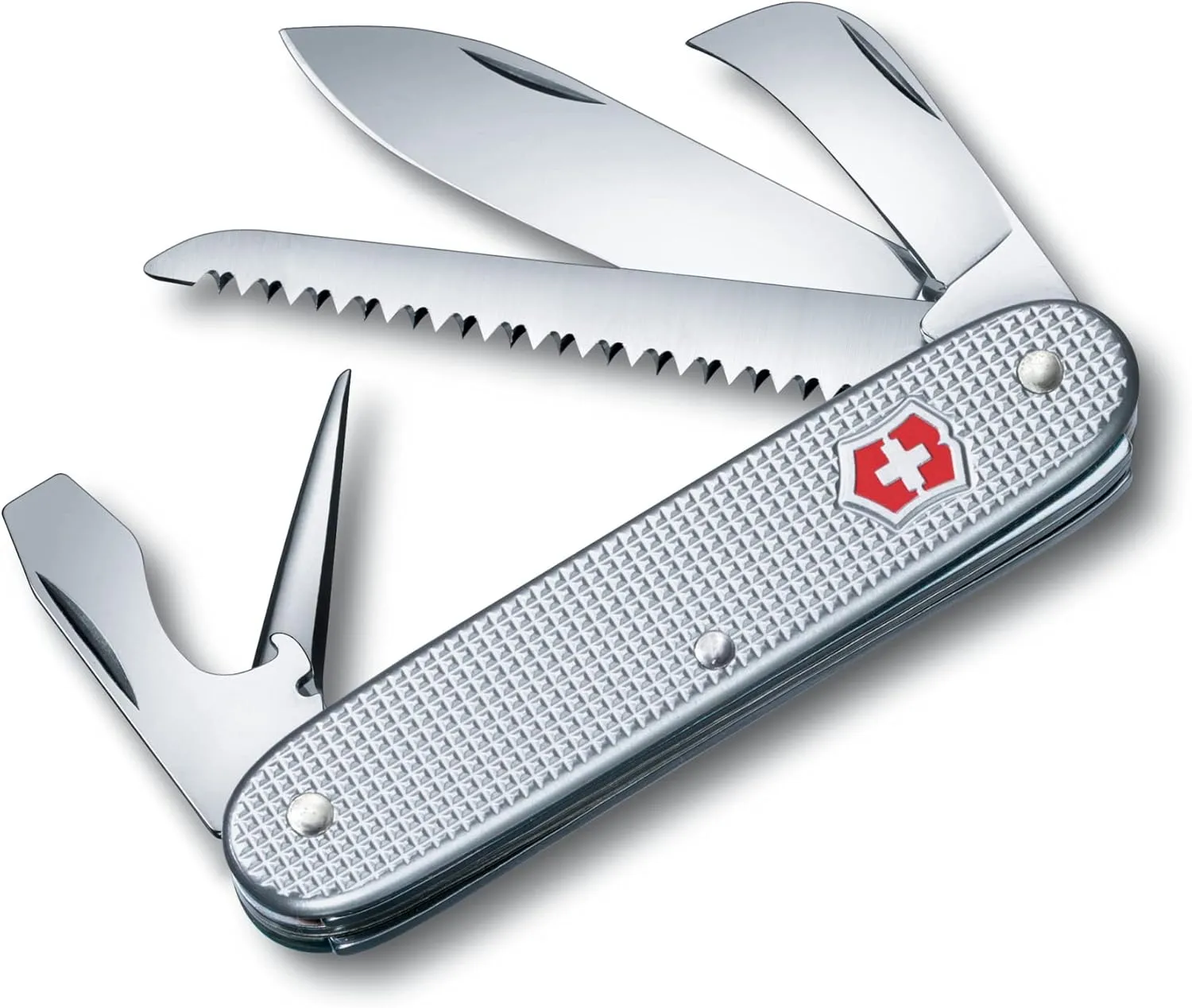 Victorinox Swiss Army 7 Swiss Army Knife, 7 Function Swiss Made Pocket Knife with 2 Blades (Large and Pruning Blade), Wood Saw and Bottle Opener - Silver
