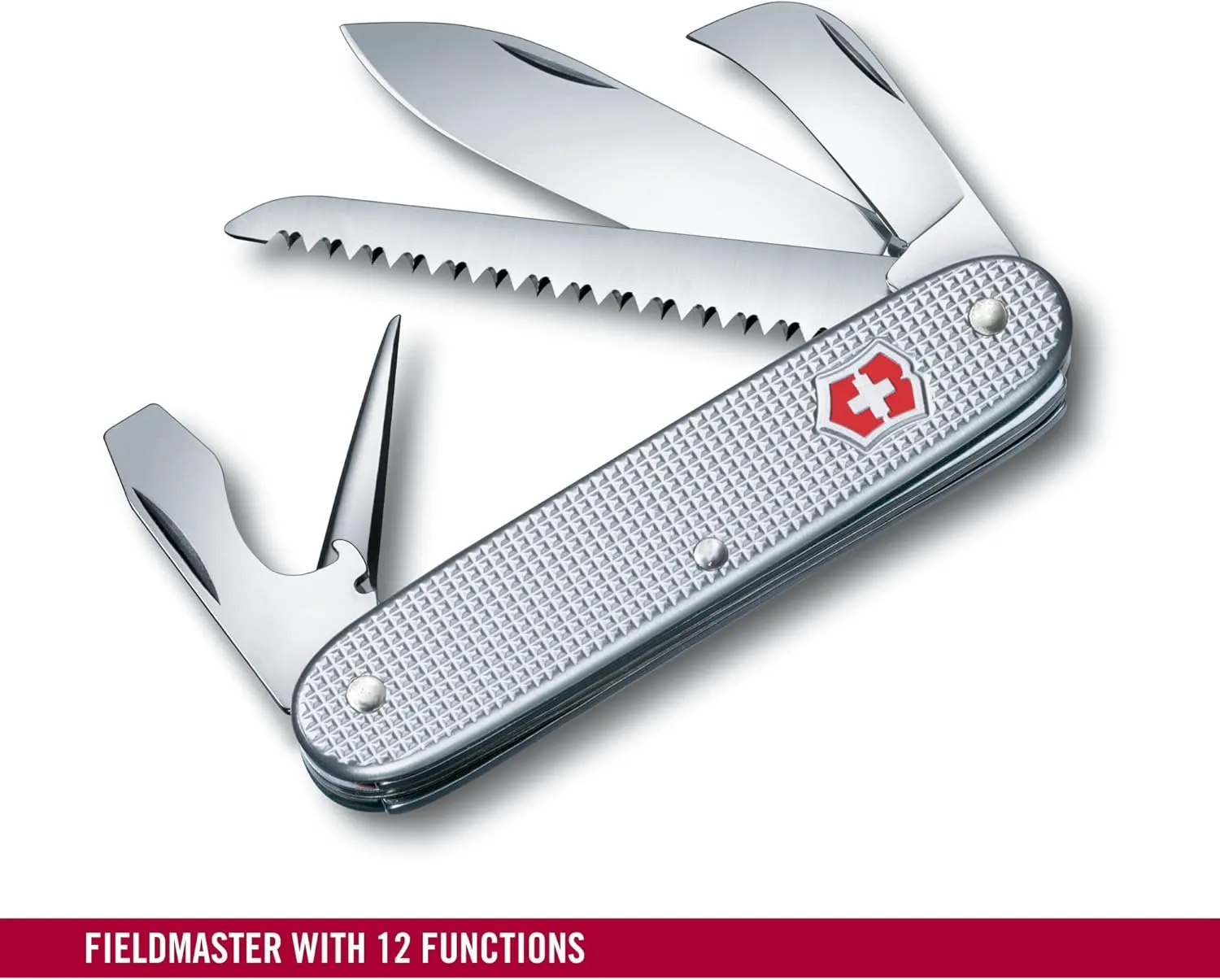 Victorinox Swiss Army 7 Swiss Army Knife, 7 Function Swiss Made Pocket Knife with 2 Blades (Large and Pruning Blade), Wood Saw and Bottle Opener - Silver