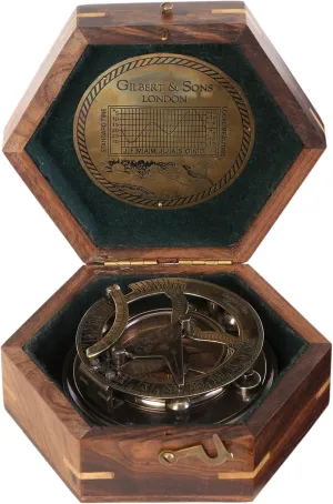 Vintage Brass Sundial Compass – Directional Magnetic Sundial Compass for Navigation, Camping, Hiking, and Outdoor Touring