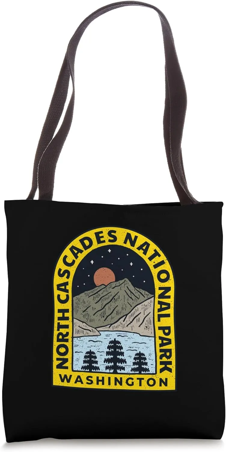 Vintage Cascades National Park Washington Mountain And Lake Tote Bag