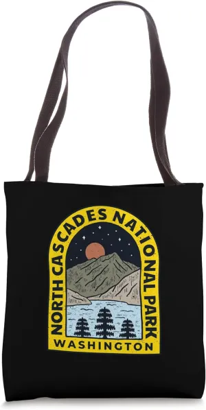 Vintage Cascades National Park Washington Mountain And Lake Tote Bag