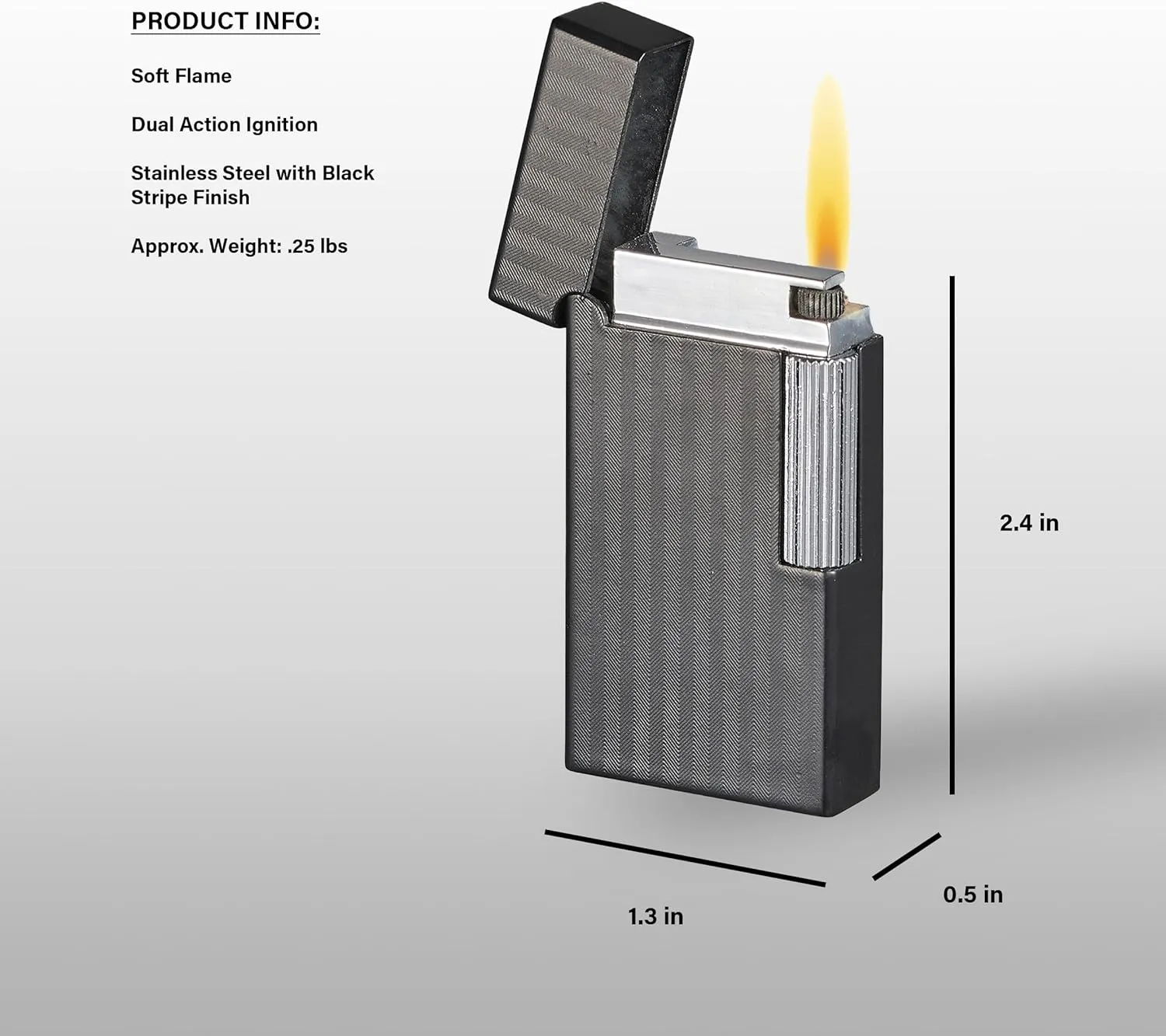 Visol Zebra Flint Lighter Traditional Flame Refillable Gas Butane and Windproof Adjustable Soft Flame Lighter (Shipped Without Butane)