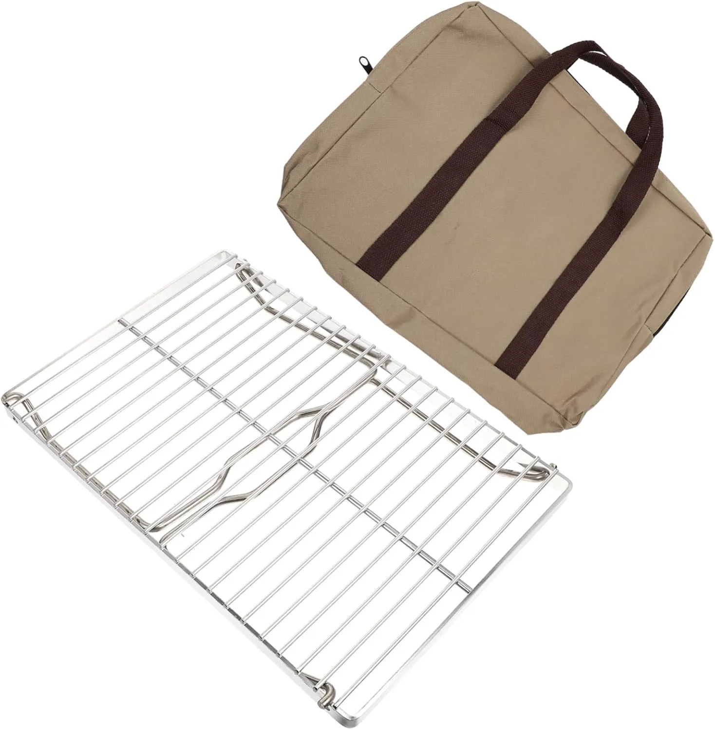 VOSAREA Portable Outdoor Barbecue Grill Folding Campfire Grill Stainless Steel Bbq Griddle