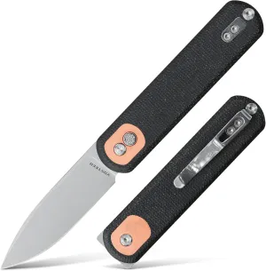 Vosteed Corgi Small Folding Knife, Flipper Knife with Clip for Men Women Gifts, Patented Trek Lock Pocket Knife 2.99" Sandvik 14C28N Blade, Micarta Handle for EDC