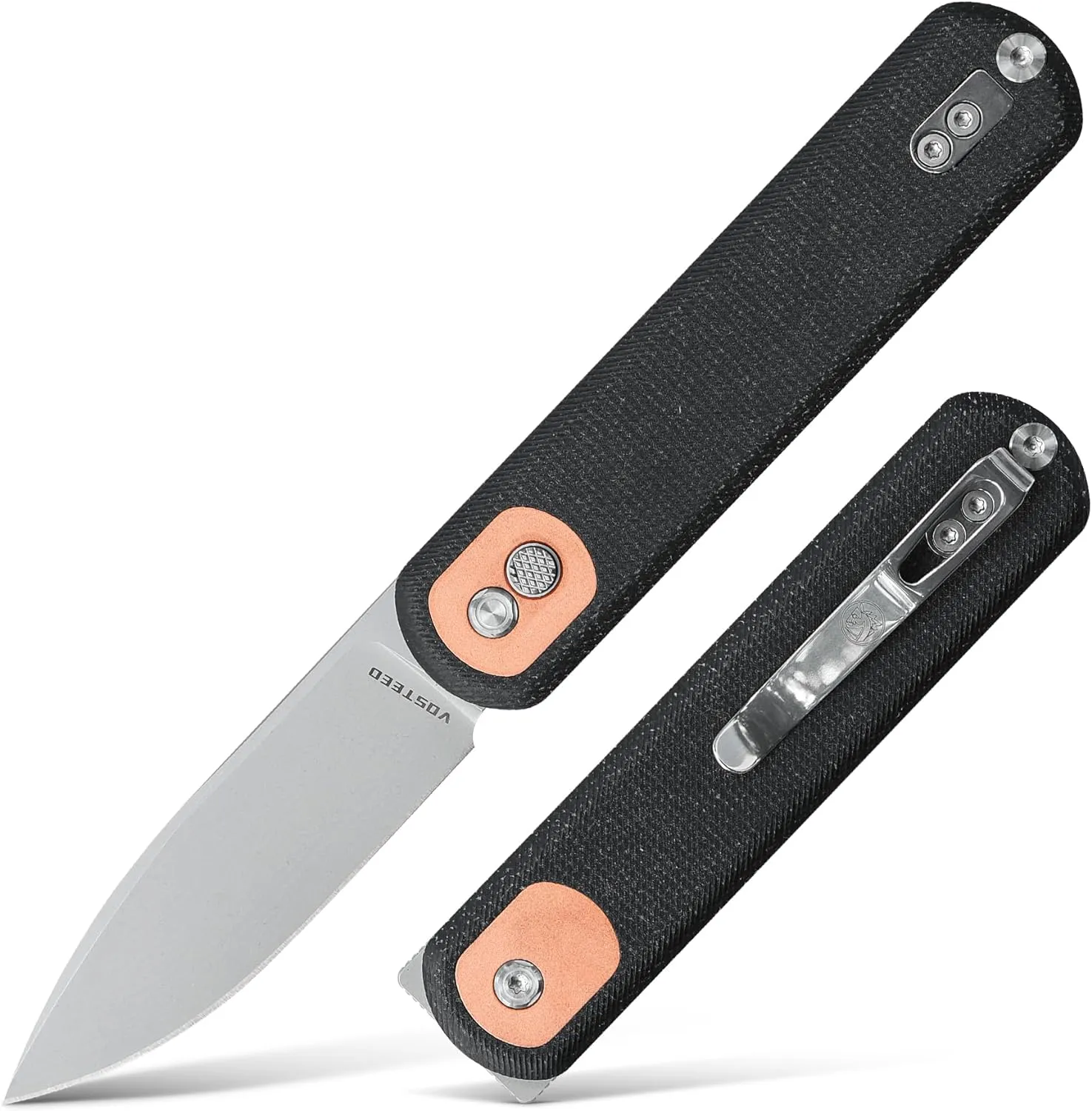 Vosteed Corgi Small Folding Knife, Flipper Knife with Clip for Men Women Gifts, Patented Trek Lock Pocket Knife 2.99" Sandvik 14C28N Blade, Micarta Handle for EDC