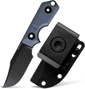 Vosteed Quokka EDC Fixed Blade Knife - 2.72" 14C28N Blade with Sheath, Blue G10 Handle with S.O.A.R. Clip for Hunting Survival Knives - D0602
