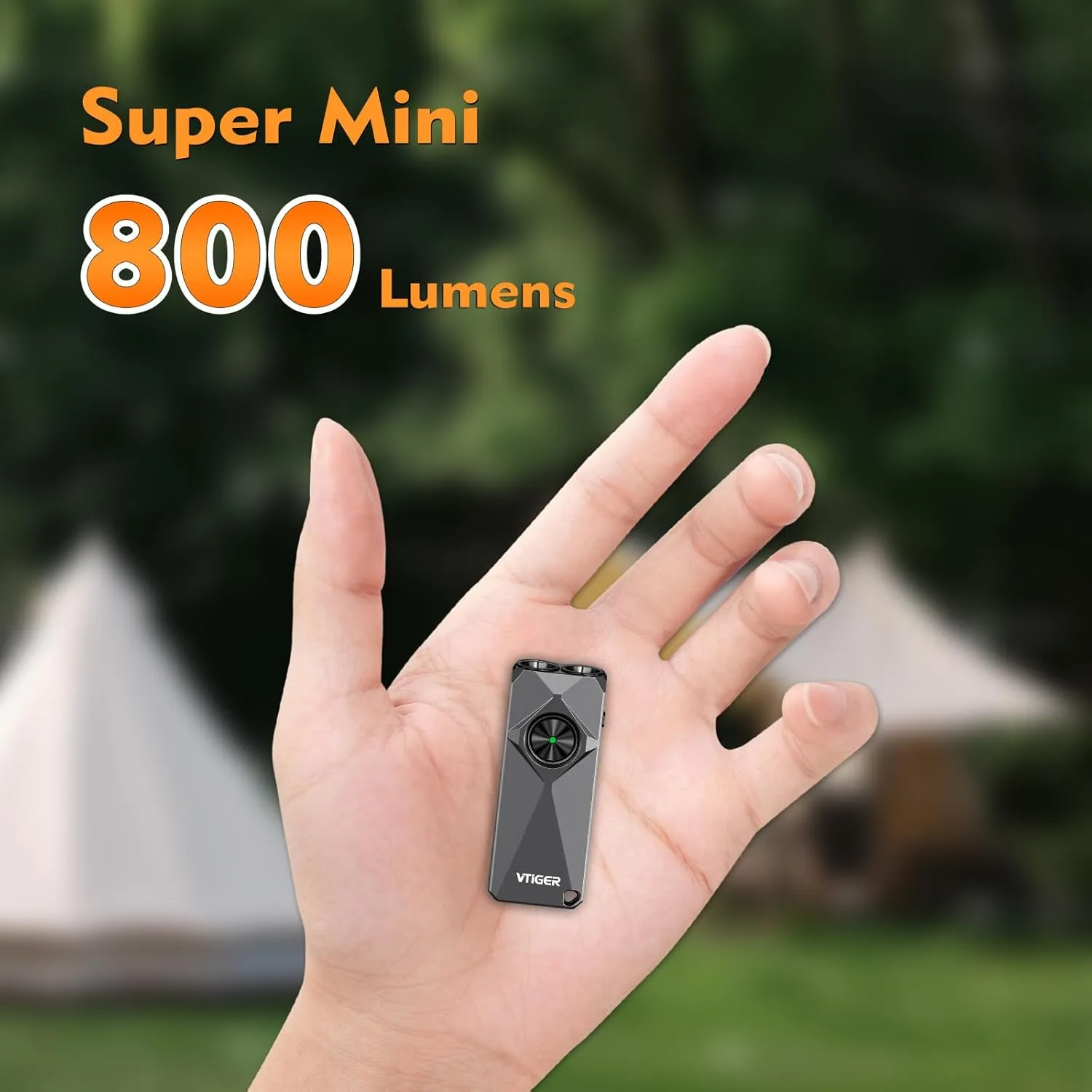 VTIGER K1 Keychain Flashlights, 800 Lumens Portable Flat Little Light,USB Rechargeable Mini Pocket EDC Flashlight with Clip,Compact LED Keyring Lights with Magnet for Everyday Carry,Camping,Emergency