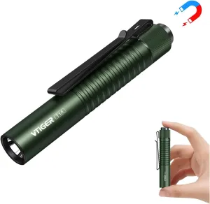 VTIGER T1A Mini Pocket EDC Flashlight with Clip,1300 Lumen Compact AA Rechargeable LED Little Flashlights, Super Bright Tail Switch Small Flash Light with Magnet for Camping,Hiking,Outdoor,Emergency