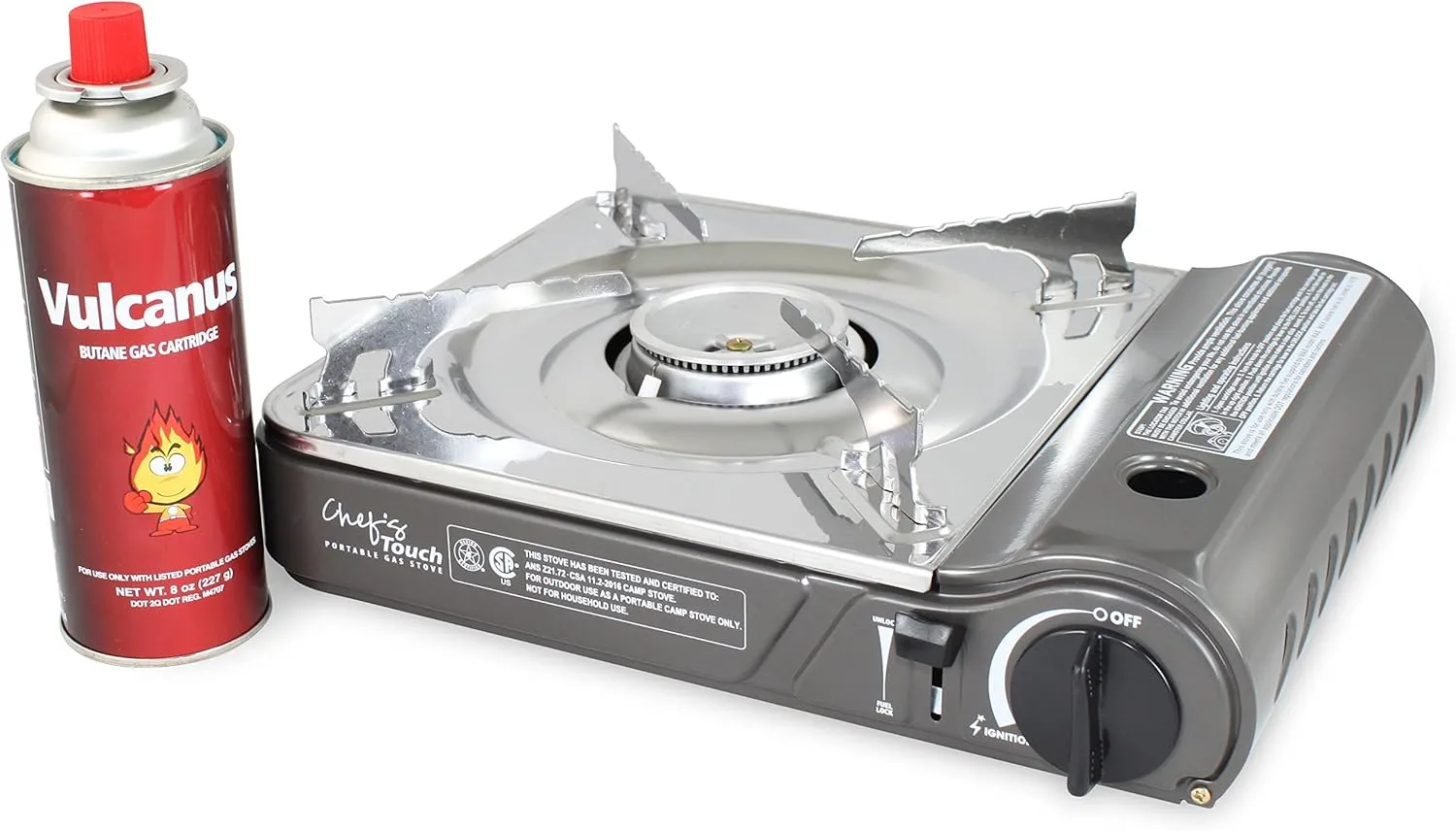 Vulcanus MS-3800S Portable Butane Gas Stove.12.9"x 10.9" x 4" Gas-1 Butane Gas Cartridge(1-CAN)