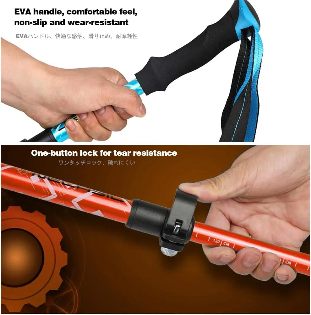 Walking Poles - 2 Pack Lightweight Walking Sticks Adjustable Trekking Poles for Hiking, Camping & Backpacking