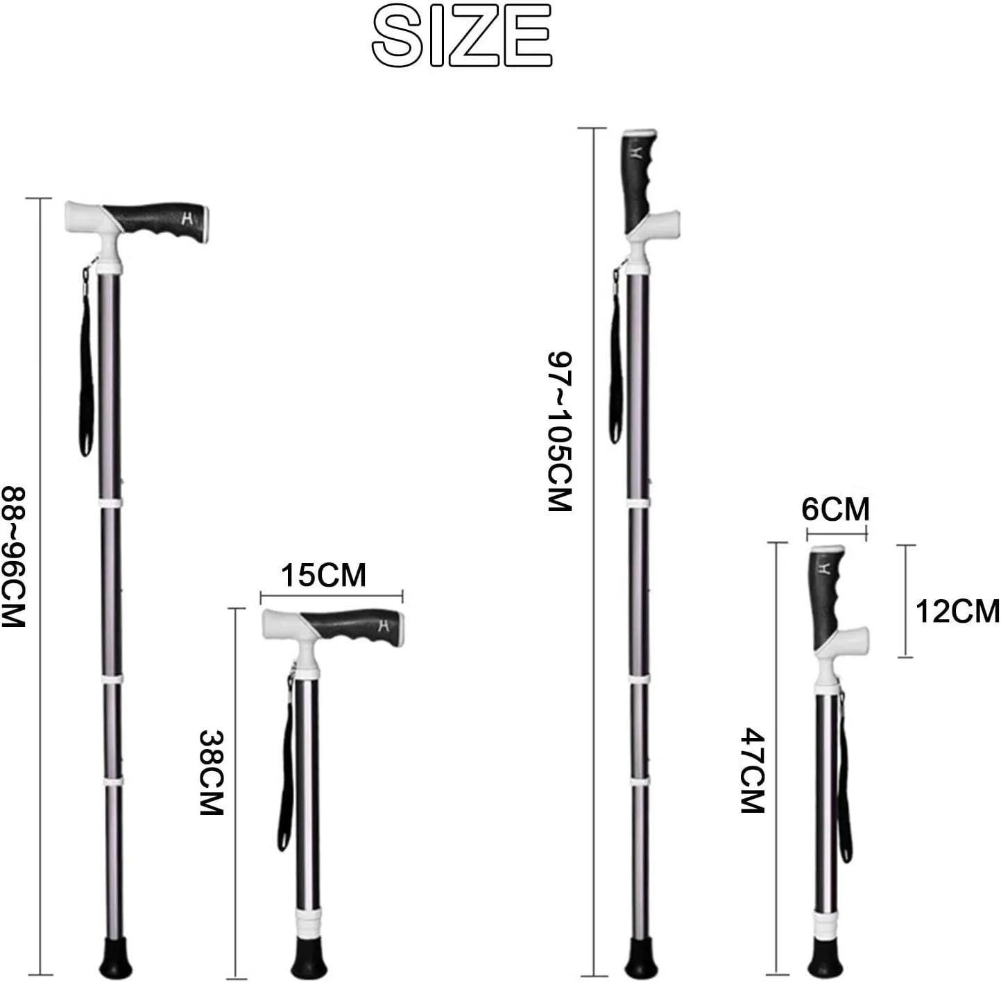 Walking Stick-Adjustable Height Lightweight Walking Stick -Three-Speed Adjustable Cane Non-Slip Telescopic Walking Sticks for Men and Women