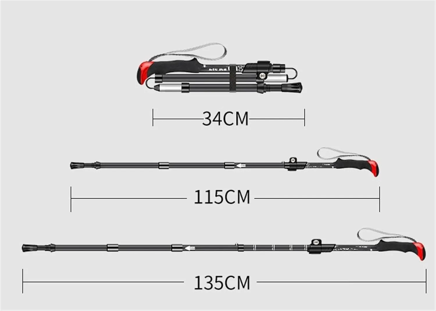 Walking Stick Hiking Poles Lightweight Trekking Poles Walking Sticks Adjustable Hiking Pole for Camping Hiking Gear Trekking Poles, 115-135cm, Black