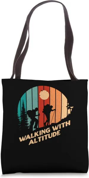 Walking with Altitude Camping Mountain Camper Summit Hiking Tote Bag