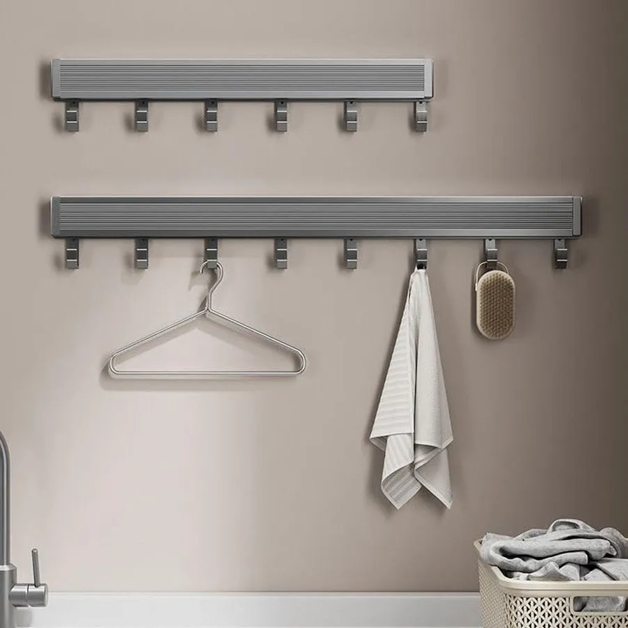Wall-Mounted Foldable Drying Rack, Telescopic Cloth Drying Mesh Shelf, Organizer Rack With Hooks