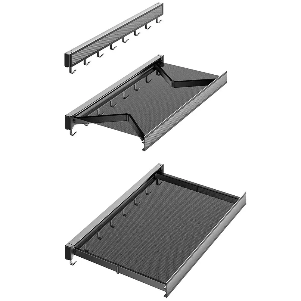 Wall-Mounted Foldable Drying Rack, Telescopic Cloth Drying Mesh Shelf, Organizer Rack With Hooks