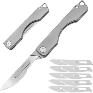 WARHERO Folding Scalpel Titanium Alloy EDC Pocket Knife 10pcs #24 EDC Utility Knife for Outdoor Hunting, Camping, Fishing, Hiking