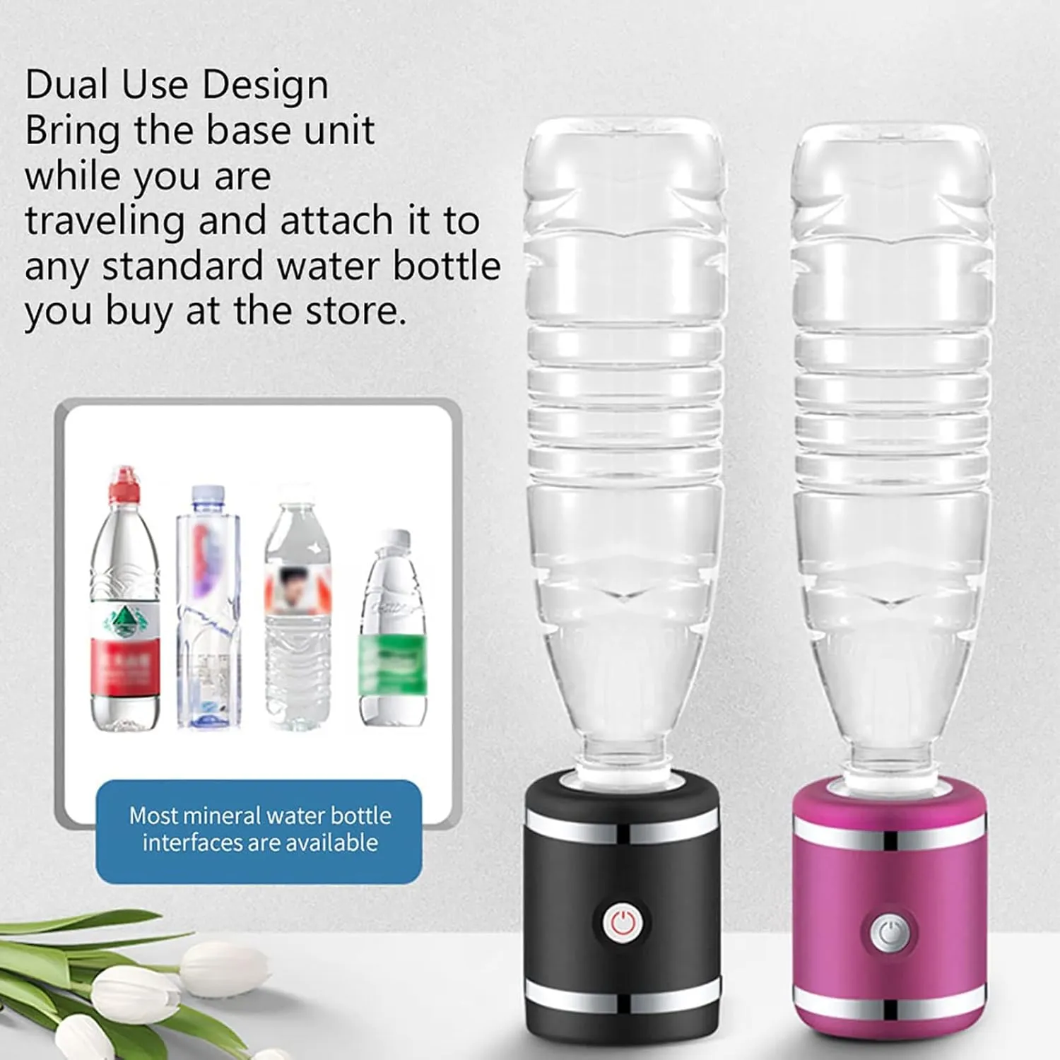 Water Purifiers, Hydrogen Alkaline Water Bottle Hydrogen-Rich Water Generator Ionizer Portable Hydrogenated Water Bottle PEM Technology 5 Mins Make Hydrogen Content Up to 1500-1800 PPB 350Ml