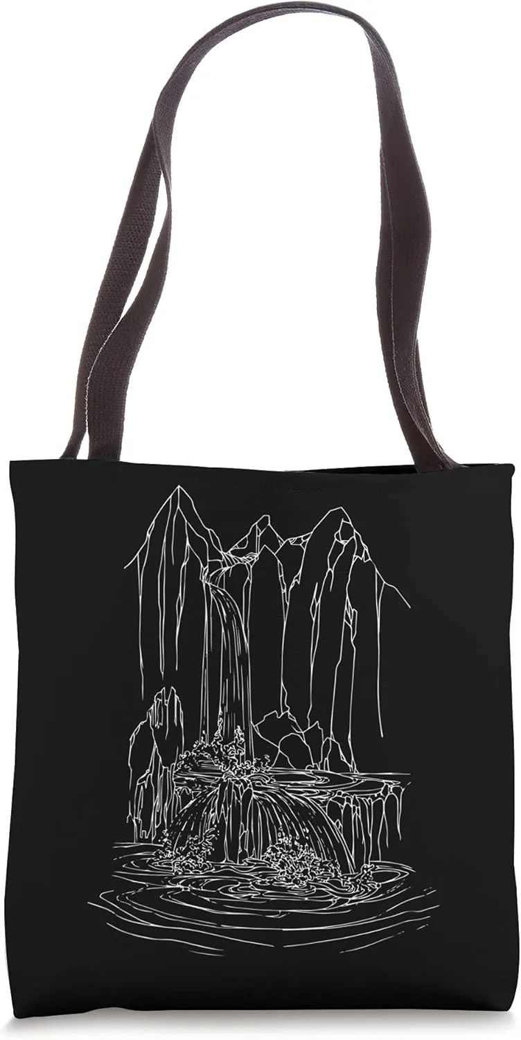 Waterfall Mountains Water Hiking Hike Hiker Nature Trekking Tote Bag