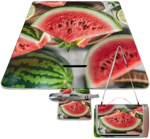 Watermelon Lemon Picnic Blanket Outdoor, Oversized Beach Blanket, Foldable Lightweight Waterproof Sand Cushion Suitable for Beaches, Camping Grasslands Mat