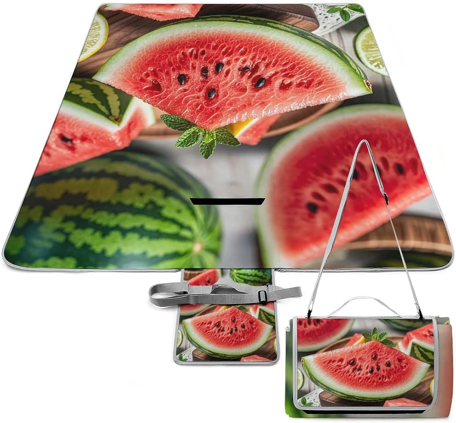Watermelon Lemon Picnic Blanket Outdoor, Oversized Beach Blanket, Foldable Lightweight Waterproof Sand Cushion Suitable for Beaches, Camping Grasslands Mat