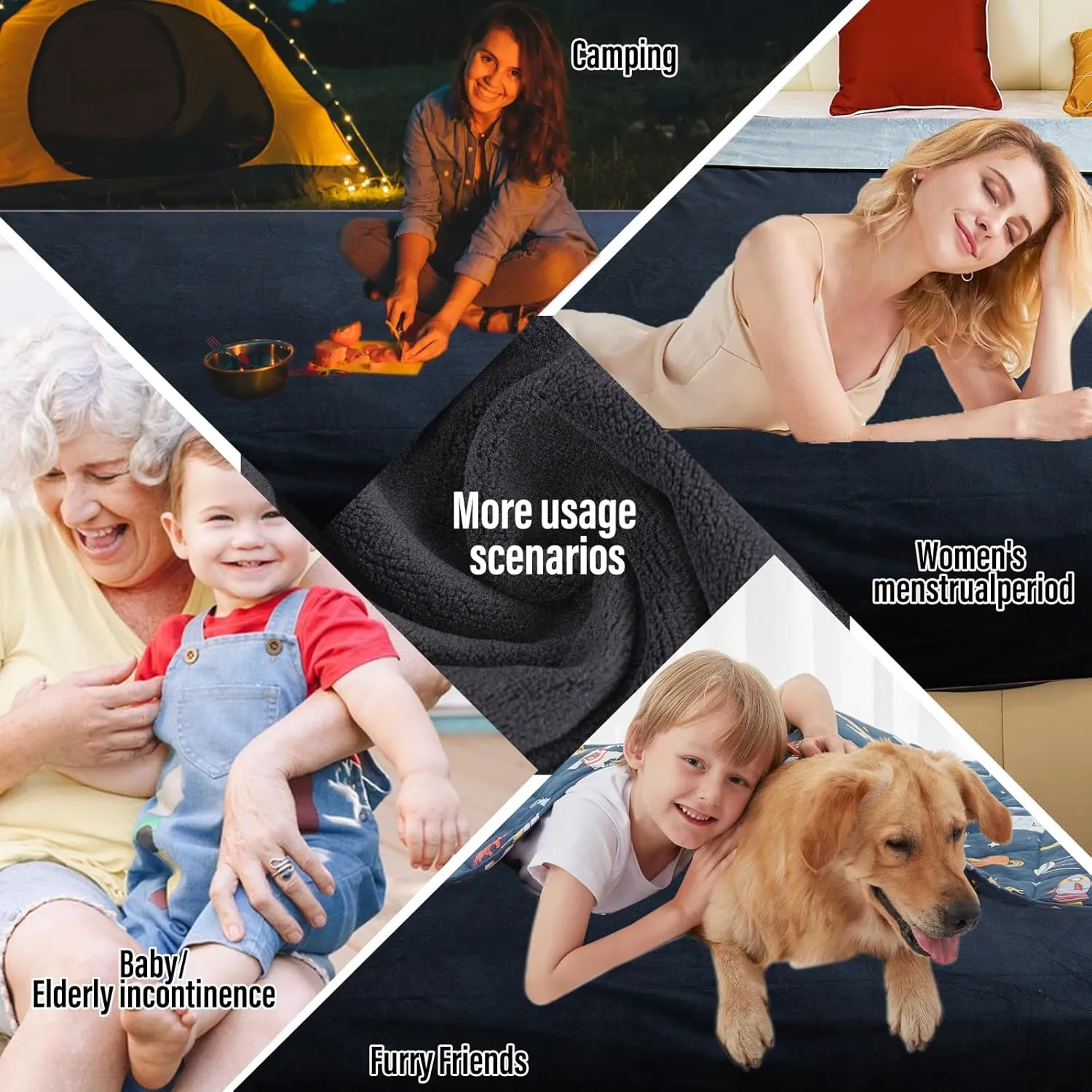 Waterproof Blanket for Bed Couch Sofa, Reversible & Reusable Cat, Dog Blanket Waterproof Washable, Small Water Resistant Blankets, Leakproof (40"x60", Black/Light Grew)
