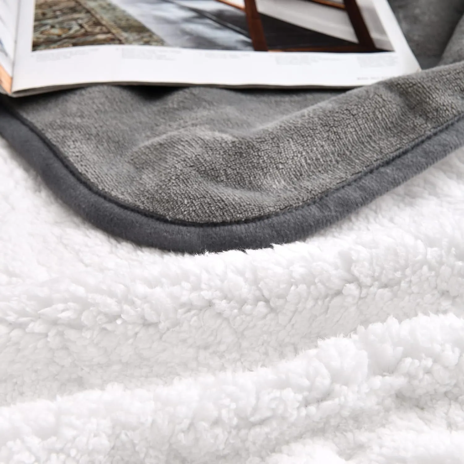 Waterproof Blanket for Bed Couch Sofa, Soft Liquid Pee Proof Pet Blanket for Dog Puppy Cat, Reversible Sherpa Fleece Furniture Protector (Grey, 60x80 inches)