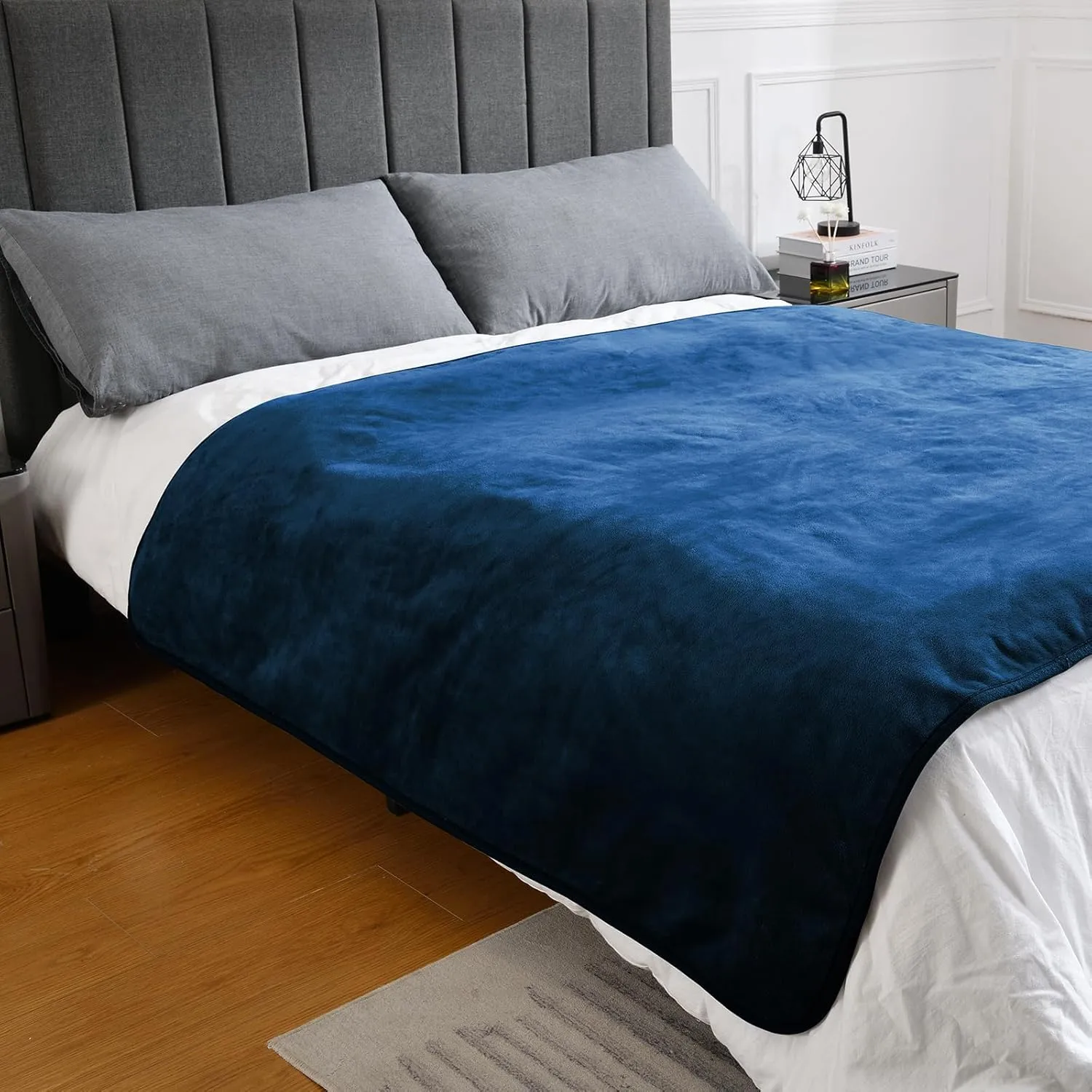 Waterproof Blanket for Bed Couch Sofa, Soft Liquid Pee Proof Pet Blanket for Dog Puppy Cat, Reversible Sherpa Fleece Furniture Protector (Navy Blue, 60x80 inches)