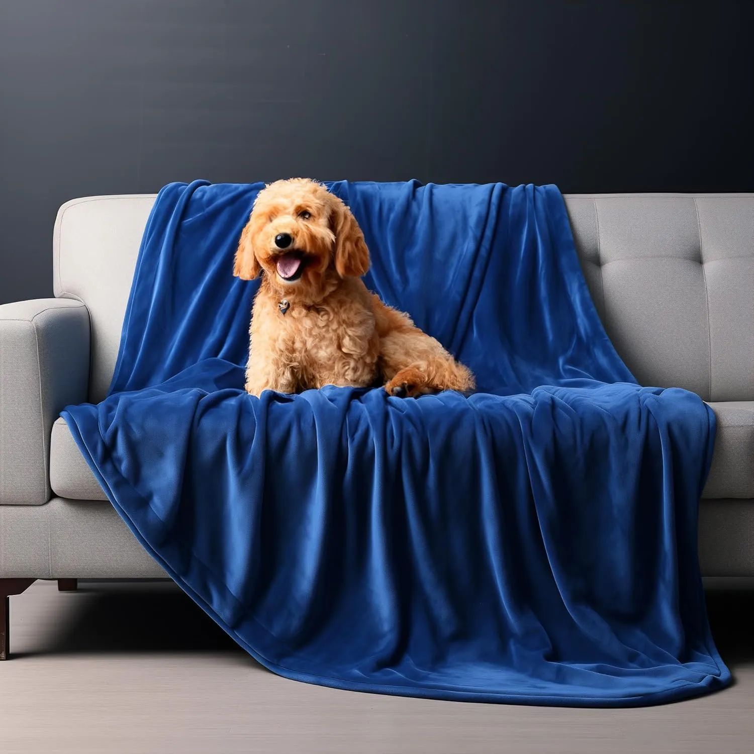 Waterproof Blanket for Bed, Water Resistant, Water Proof, Stain Proof, Leakproof & Spill-Proof Flannel (Navy Blue & Abyss Green, 60x80)