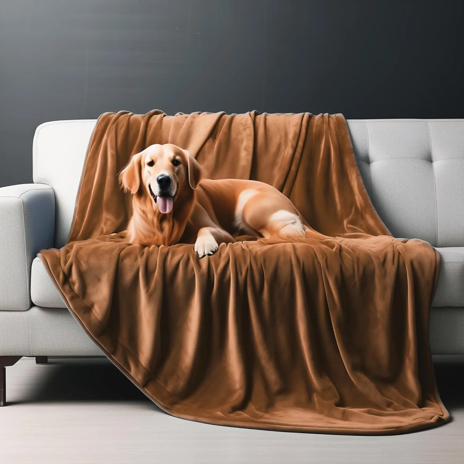Waterproof Blanket for Bed, Water Resistant, Water Proof, Stain Proof, Leakproof & Spill-Proof Flannel (Velvet Brown & Twilight Blue, 60x80)