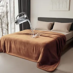 Waterproof Blanket for Bed, Water Resistant, Water Proof, Stain Proof, Leakproof & Spill-Proof Flannel (Velvet Brown & Twilight Blue, 60x80)
