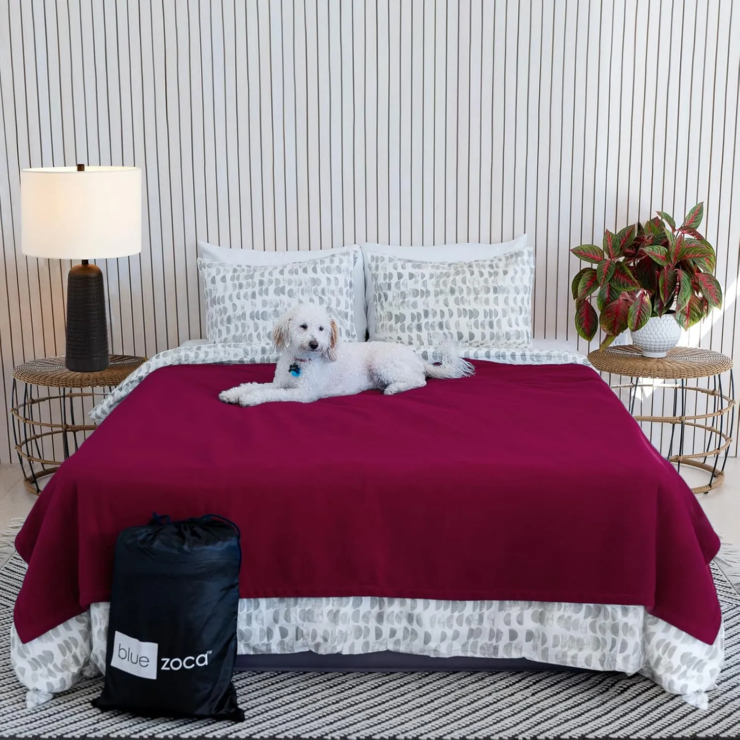 Waterproof Blanket for Indoors & Outdoors | Machine Washable, Multi-Purpose Throw to Protect your Bed Couch Car from Leaks Spills & Accidents | For Adults Dogs & Pets - Covers 65x80”, Merlot