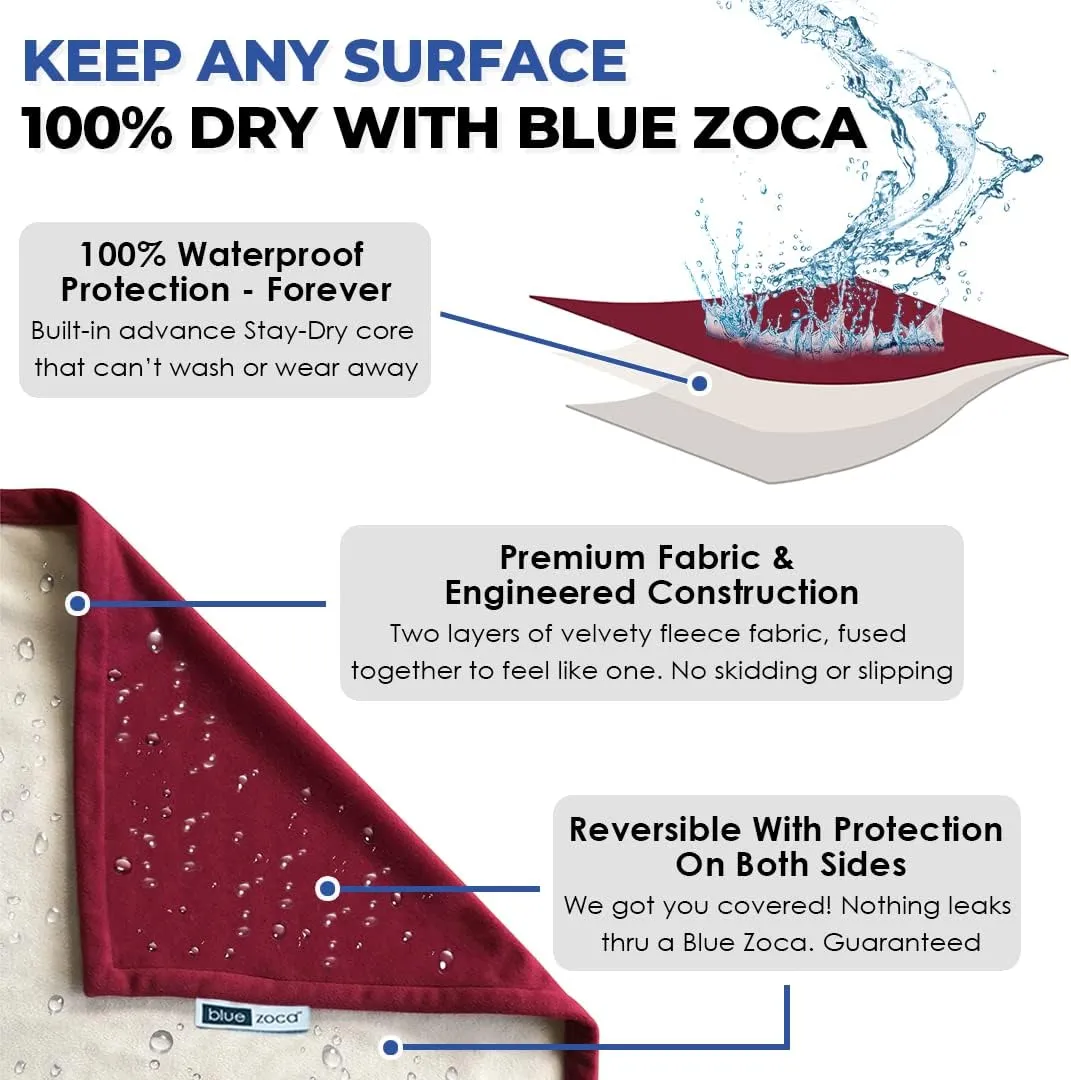Waterproof Blanket for Indoors & Outdoors | Machine Washable, Multi-Purpose Throw to Protect your Bed Couch Car from Leaks Spills & Accidents | For Adults Dogs & Pets - Covers 65x80”, Merlot