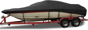 Waterproof Boat Cover, Heavy Duty 600D Marine Grade Oxford Waterproof Durable Tear Proof Boat Cover UV Resistant Cover, for V Hull, Fishing Boat,Black,14to16FT