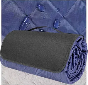 Waterproof Car Blanket with Anti-static Fleece - Windproof Triple-Layer Warm & Comfy, Machine Washable for Road Trips, Camping, Emergency Car Use, Pets & Outdoor Adventures - 80x60 Inch (Blue)