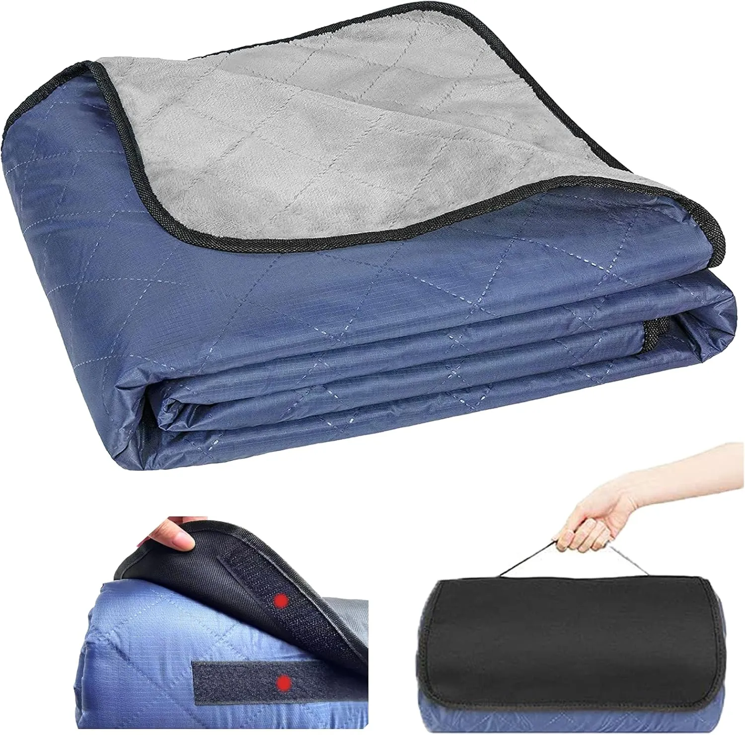Waterproof Car Blanket with Anti-static Fleece - Windproof Triple-Layer Warm & Comfy, Machine Washable for Road Trips, Camping, Emergency Car Use, Pets & Outdoor Adventures - 80x60 Inch (Blue)