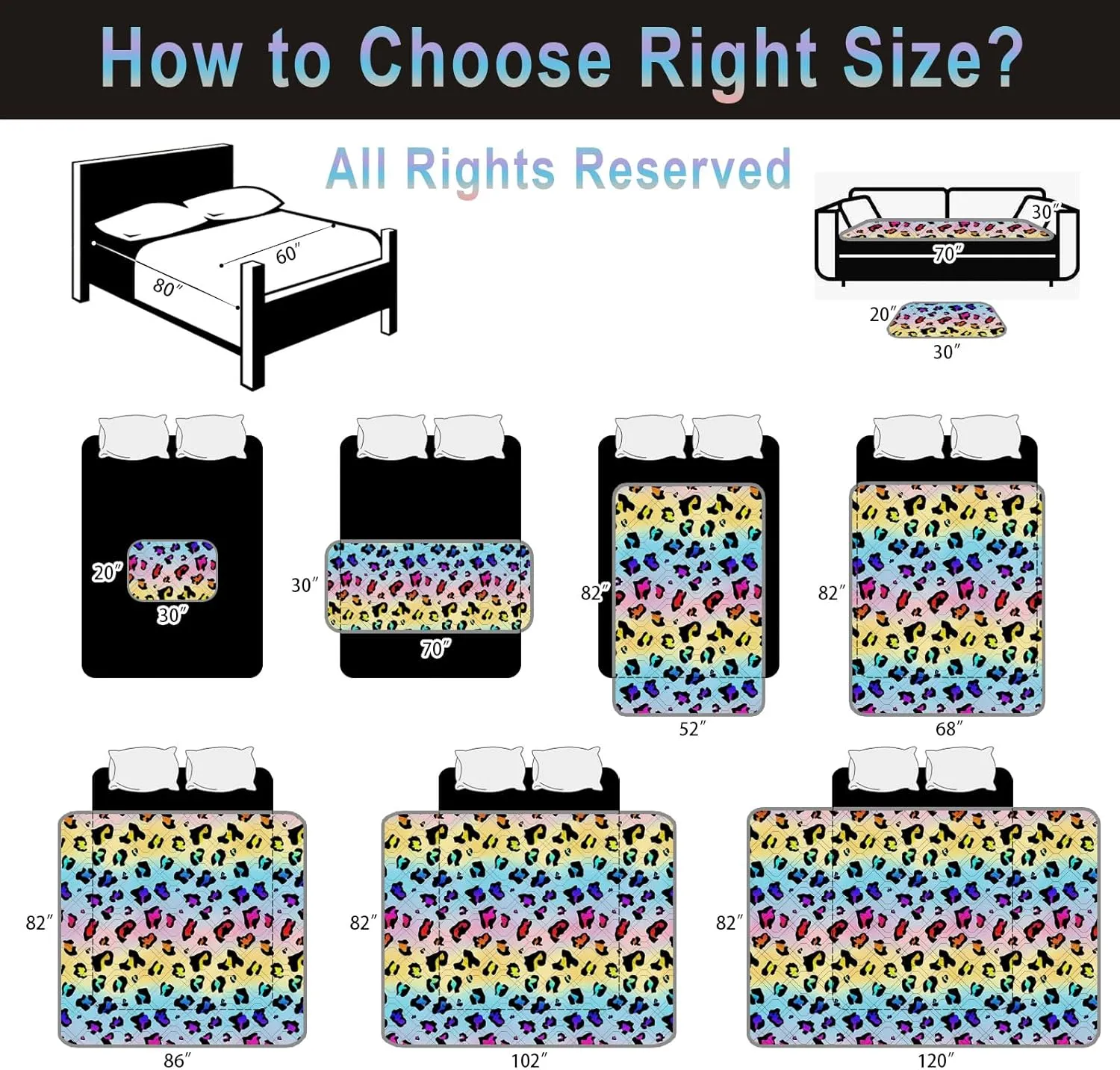 Waterproof Dog Bed Cover 86x82inch Reversible Pad Reusable Camping Mat for Kids/Pet/Dog/Cat Washable Geometric Embroidery Blanket Patchwork Rainbow Leopard Printed Gray