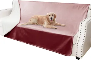 Waterproof Dog Blankets, Washable Pee Proof Pet Blanket for Couch, Soft Reversible Puppy Throw Furniture Protector Cover for Bed Sofa-52"x82",Burgundy Cream