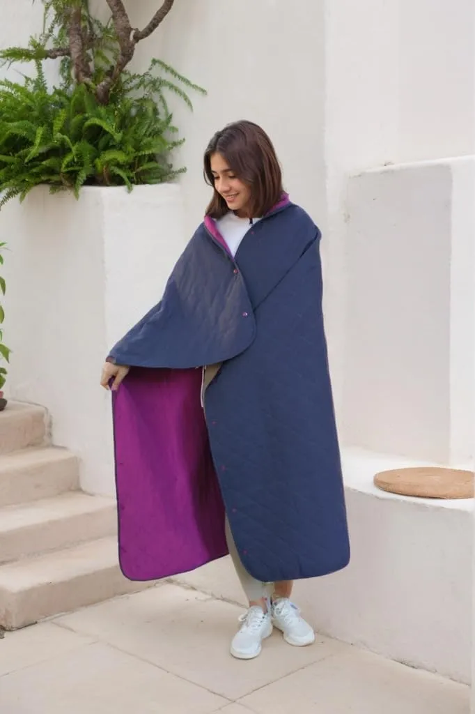 Waterproof Outdoor Blanket – Quilted & Windproof, 57"x49" Compact Picnic & Beach Blanket for Camping, Sports, Travel – Car Seat Cover for Post-Water Activities, Violet