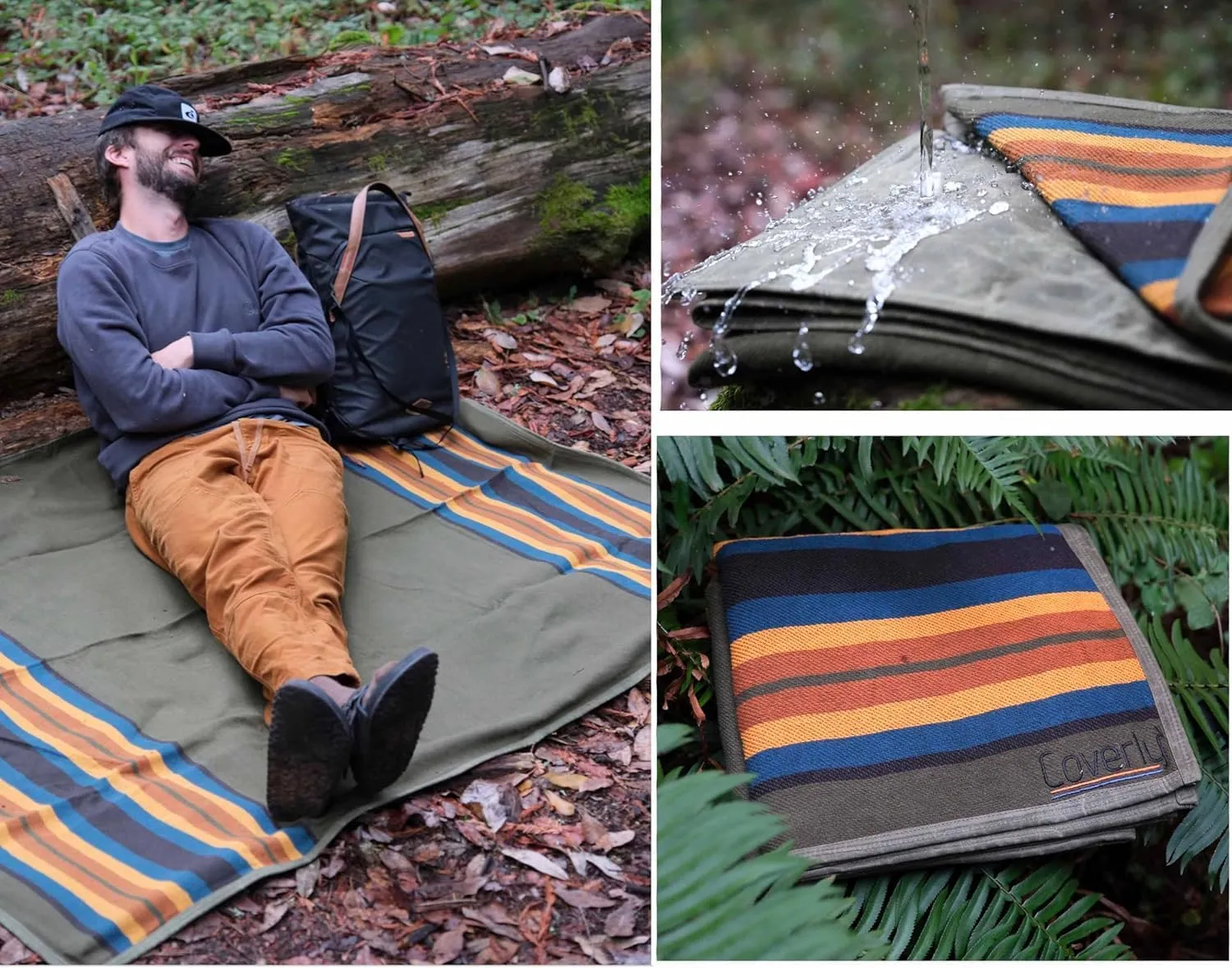 Waterproof Outdoor Canvas Camping Blanket - Waxed Canvas Campfire Blanket with Water Repellent Backing - Camp - Bushcraft Tarp (Olive, XL)