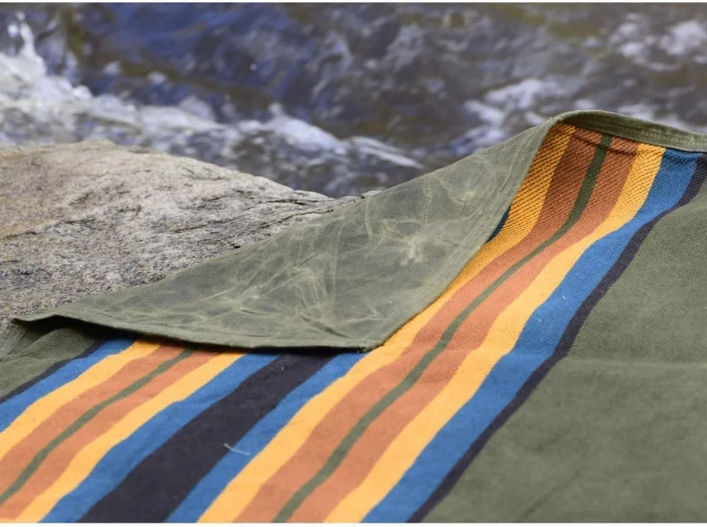 Waterproof Outdoor Canvas Camping Blanket - Waxed Canvas Campfire Blanket with Water Repellent Backing - Camp - Bushcraft Tarp (Olive, XL)